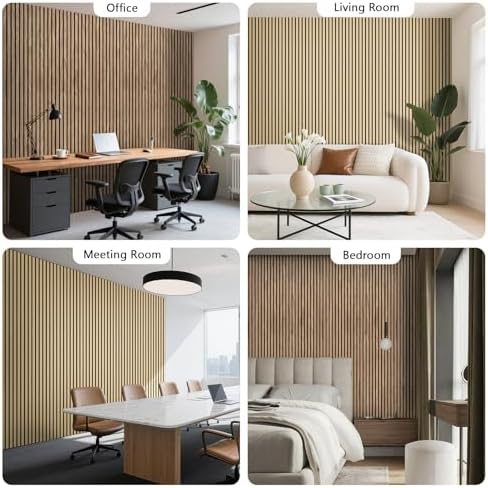 Acoustic Wall Panels, 4 Pack Wood Slat Wall Panel, Soundproof Wall Panels, 3D Textured Wall Decor for Ceiling and Wall, 23.6" x 47.2", in Walnut Finish - Image 5