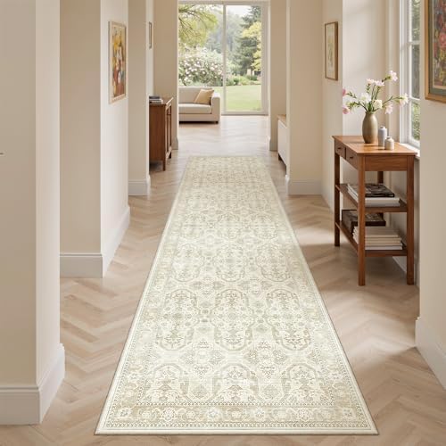 Soalmost Runner Rug 2x8 Washable Hallway Kitchen Runners Beige/Brown - Image 2
