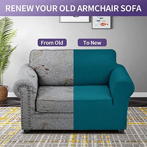 Joccun Stretch Chair Couch Cover,1-Piece Sofa Slipcover Spandex Jacquard Fabric Sofa Covers with Elastic Bottom,Washable Furniture Protector for Dogs,Cats,Kids(Armchair,Peacock Blue) - Image 6