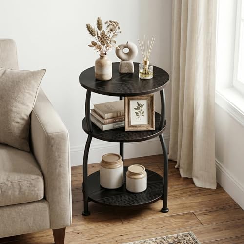 3-Tier Round Side Table, 15.7 inch End Table Nightstand - Image 4