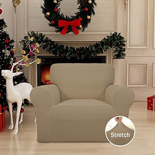 Easy-Going Stretch Chair Slipcover with Arm Washable Tan - Image 2
