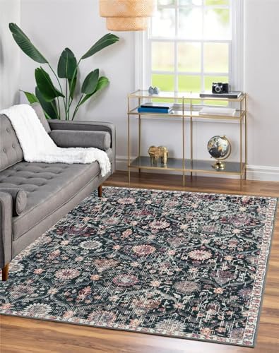Lahome Moroccan Small Washable Rugs, 3x5 Black Rug for Bedroom Living Room - Image 4