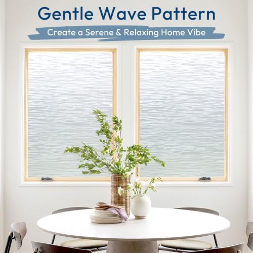 rabbitgoo Frosted Window Film, Static Cling, Wave Pattern, 35.4" x 157.4" - Image 2