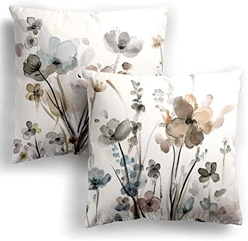 Flower Throw Pillow Covers 20x20 Set of 2, Cozy Flowers Pillow Cushion Cases, Modern Decorative Square Pillowcases for Sofa Couch Bedroom Living Room Car Seat - Image 2
