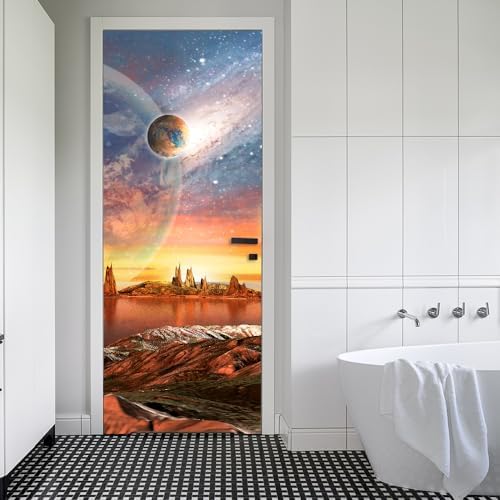 3D Door Stickers Murals Peel and Stick Removable Decals Wallpaper for Home Office Bedroom Living Room Wall Decoration 30.3"W x 78.7"H, SP-F24021 - Image 4