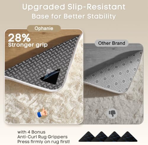 Ophanie Small Rug Washable Non Slip Throw Bedside Area Rugs, Fluffy Soft Mini Bedroom Carpet, 1.5x2.5 and 1.5x4 Rug Set, 2 Piece Ivory - Image 4