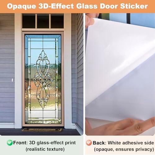 Door Stickers Peel Stick Murals-Wall Covers Decorative Decal Opaque Glass | 30.3"W x 78.7"H, 3D Opaque Glass Wallpaper，Waterproof Removable Opaque Vinyl Self Adhesive Fake Door Decor for Home Office - Image 4