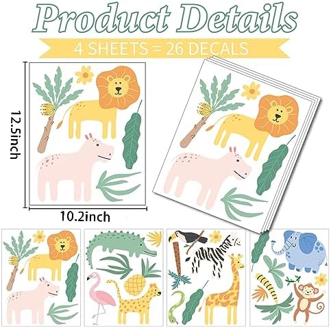 AOWDIAO Animals Wall Decals, Cute Safari Wall Stickers for Baby Kids, Jungle Theme Decor for Nursery, Classroom, Playroom, Bedroom - Image 4