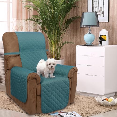 U-NICE HOME Reversible Recliner Chair Covers, Blue/Beige - Image 2