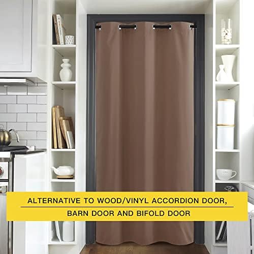NICETOWN Sound Reducing Room Divider Curtain Screen Partition, Function Thermal Blackout Patio Door Curtain Panel, Sliding Door Insulated Curtain, Cappuccino, 5ft Wide x 7ft Long - Image 4