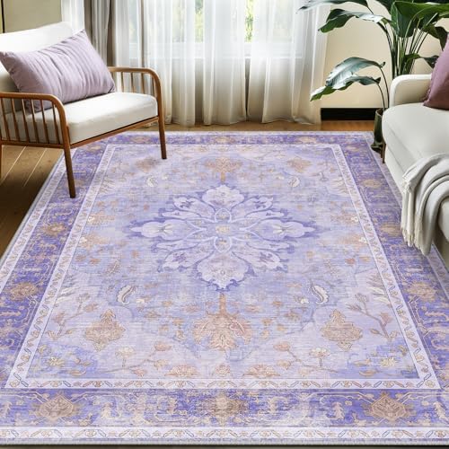 RELEANY Washable Area Rug, 5'x7', Purple - Image 2