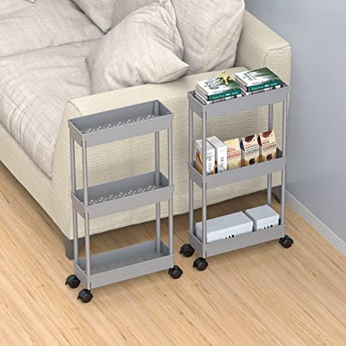 Sooyee 3 Tier Slim Storage Cart, Rolling Utility Cart,Grey - Image 6