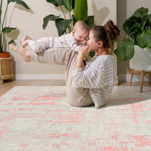 Toneed Washable 5x7 Area Rug with Non-Slip Backing for Living Room - Image 4