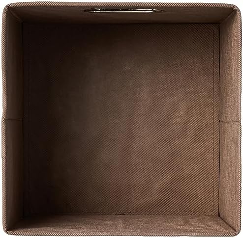 Amazon Basics Collapsible Fabric Storage Bins with Handle, Sturdy Space-Saving Cube Organizer, 10.5" x 10.5" x 11", Taupe, 6-Pack - Image 3