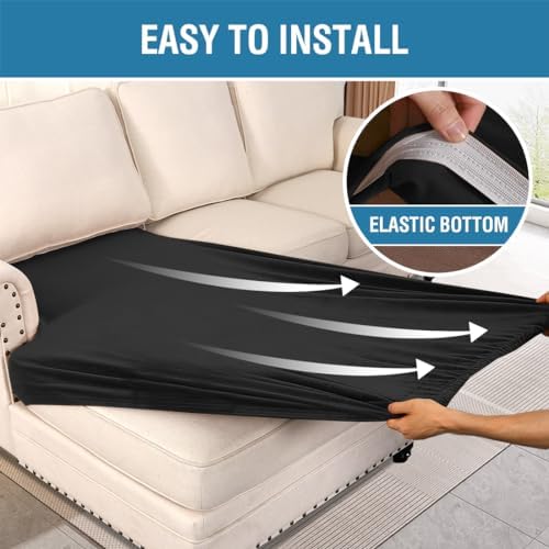 H.VERSAILTEX Velvet Stretch Individual Chaise Cover Sectional Couch Covers for L Shaped Sofa Both Left/Right Furniture Protector Seat Cushion Sofa Cover (1 Piece Chaise Cover, Black) - Image 4