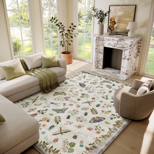 6x9 Area Rugs for Living Room: Washable Bedroom Rug Vintage Rugs Indoor Stain Resistant Non Slip Low Pile Soft Carpet for Kitchen Dining Room Farmhouse Nursery Kids Room by palohom