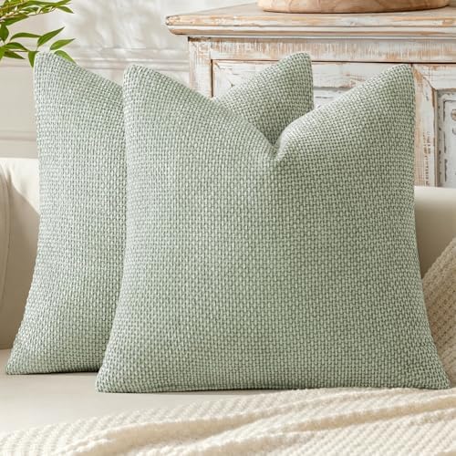 MIULEE Decorative Couch Throw Pillow Covers 20x20 Inch Light Green 2 Pack by MIULEE