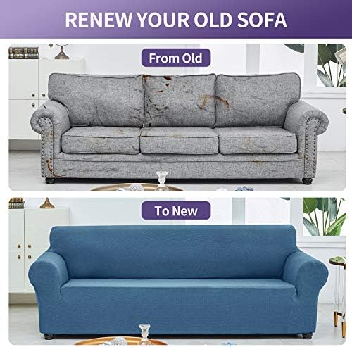 Joccun Stretch Couch Cover Slipcovers, 1-Piece Sofa Covers for 3 Cushion Couch Spandex Jacquard Washable Furniture Protector Cover for Living Room,Kids,Pets(Sofa,Niagara) - Image 6