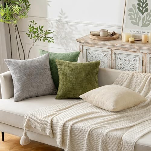 MIULEE Decorative Couch Throw Pillow Covers 18x18 Inch Sage Green 2 Pack - Image 3