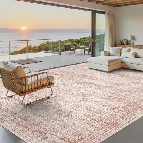 Soalmost 9x12 Area Rugs for Living Room Washable Rug Non-Slip Pink - Image 2