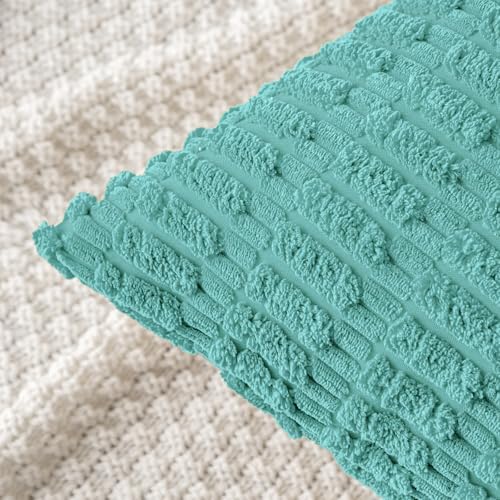 MIULEE Lumbar Corduroy Decorative Throw Pillow Covers 12x20 Aqua Green - Image 4
