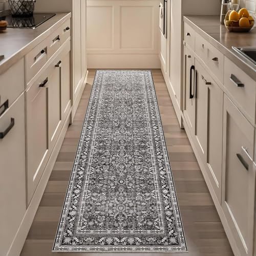 OPPODREAM Vintage Black Area Rugs 2x8, Washable Rug for Living Room by OPPODREAM