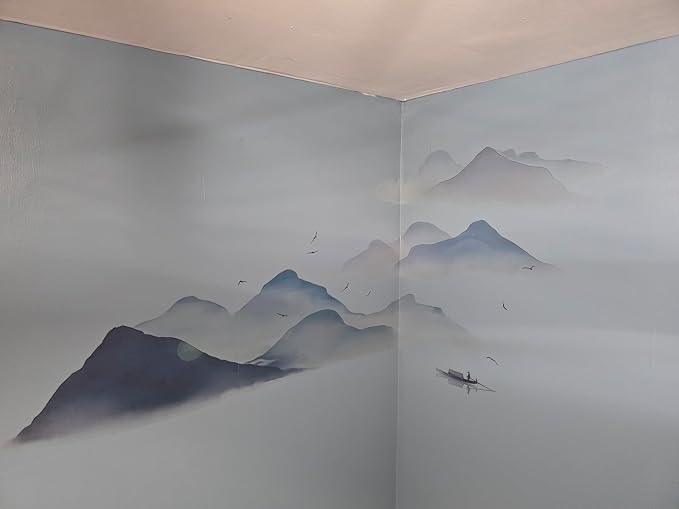 Chinese Style Vast Mountains and Rivers Wall Stickers Vinyl Removable for Mountain Wallpaper Bedroom Living Room Office Study Room Murals - Image 2