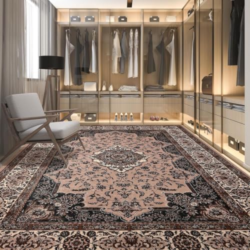 Hanples 4x6 Area Rugs for Living Room, Washable Rug Vintage Floral, Brown - Image 5