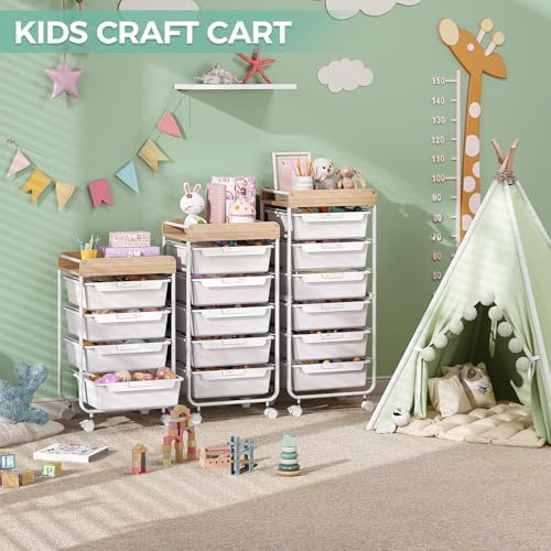 SYKIARIOL Rolling Storage Utility Cart with 4 Drawers,Art Cart,White - Image 5