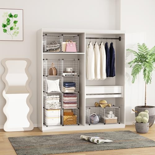 C&AHOME Wire Cube Storage, 12 - Cube Organizer Metal C Grids, Silver Gray - Image 5