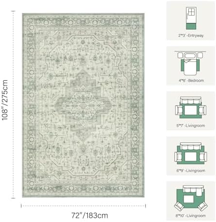 Rugxara 6x9 Washable Area Rug for Living Room,Sage Green - Image 2