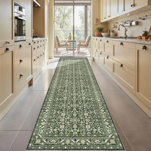OPPODREAM Vintage Dark Green Area Rugs 3x10, Washable Rug for Living Room by OPPODREAM