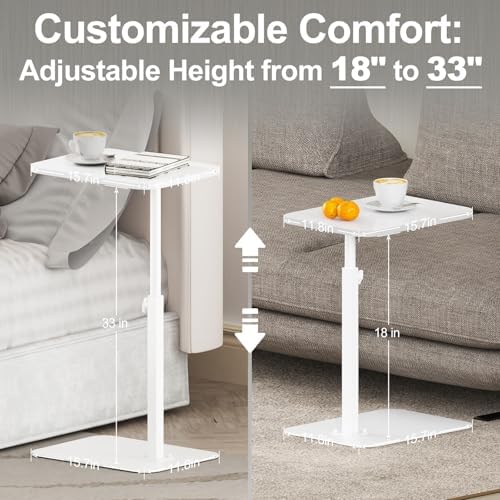 Side Table Sofa Tray for Couch Heavy Metal Base Swivel/Adjustable Height - Image 2