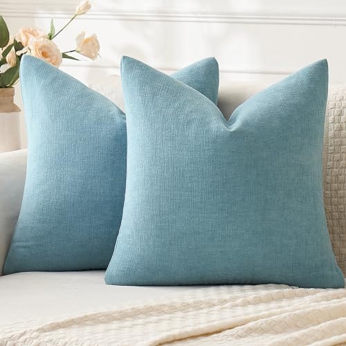 MIULEE Smoke Blue Chenille Couch Throw Pillow Covers, 20x20 by MIULEE