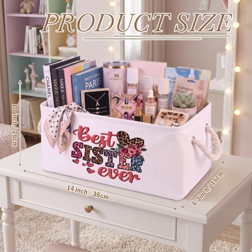 Marsui Sister Gifts Best Sister Ever Gift Basket with Rope Handles, 14 Inch - Image 3