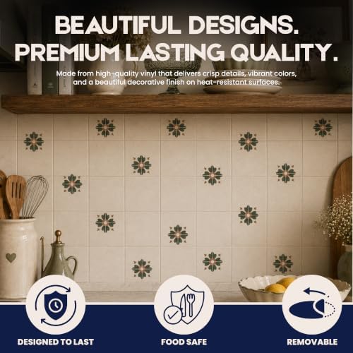 Suteka Tile Decal - Home Decor - Vintage Green, Set of 52 - Image 5
