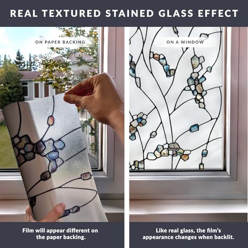 Elements Window Privacy Film by Artscape - Decorative Textured Stained Glass Design, Static Cling, Allows Natural Light in, UV Protection, Leaves No Residue, Made in USA - 24 x 36 Inch - Image 5