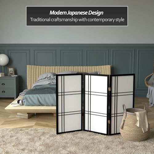 3 ft. Short Double Cross Shoji Screen - Black - 3 Panels - Image 2
