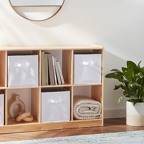 Amazon Basics Collapsible Fabric Storage Bins with Handles, Cube Organizer, 13"x13"x13", White, 6-Pack - Image 6