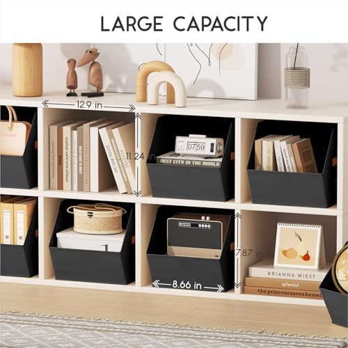 Homsorout Large Closet Storage Cubes - Closet Storage Bins with Dual Handles for Clothes, Towels, Toys, Shelf Organizer Bins for Bedroom, Nursery, Shelves, Small Spaces, Black, 6 Pack - Image 2
