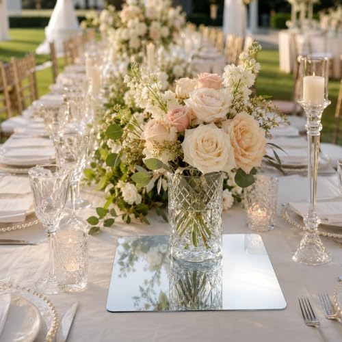 Homease Frameless Square Mirror Tiles Set of 12, 9.84 x 9.84 Inch Glass Mirror Tray Candle Plate, Wall Mounted Mirrors for Wedding Centerpieces, Table Decor, Party Supplies and DIY Craft Projects - Image 5