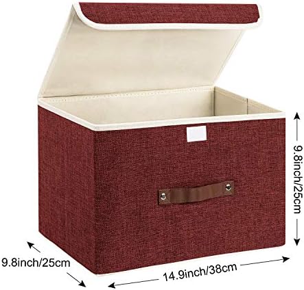 TYEERS Foldable Storage Boxes with Lids 5 Pack Fabric Storage Bins with Lids, Closet Organizers for Clothes Storage, Room Organization, Office Storage, Toys - Red Wine - Image 2
