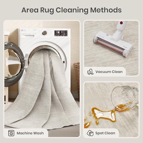 Valenrug 5x8 Area Rug Non Slip, Large Washable Rugs for Living Room, Beige - Image 7