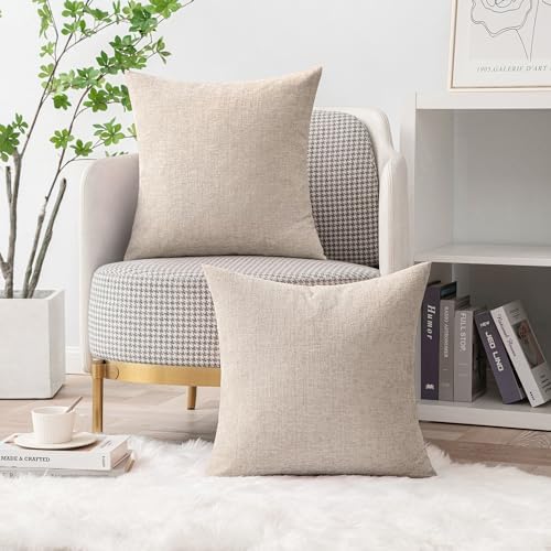 MIULEE Soft Chenille Throw Pillow Covers Light Brown 16x16 Inch Pack of 2 - Image 5