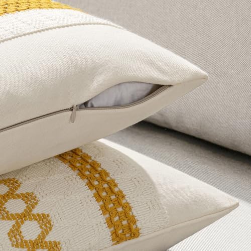 MIULEE Set of 2 Mustard Yellow Decorative Lumbar Pillow Covers 12x20 Inch - Image 5