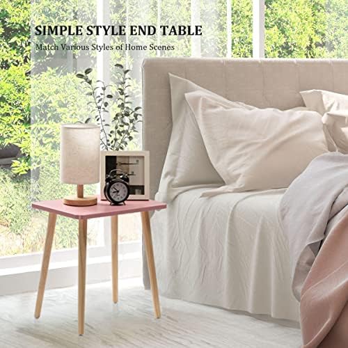 FORAOFUR Small Accent Table, Modern Mini Coffee Table with Natural Wood Legs, Quick Assembly End Furniture for Bedroom Living Area Sofa, Minimalist Design for Nuresery and Compact Homes, Pink - Image 5