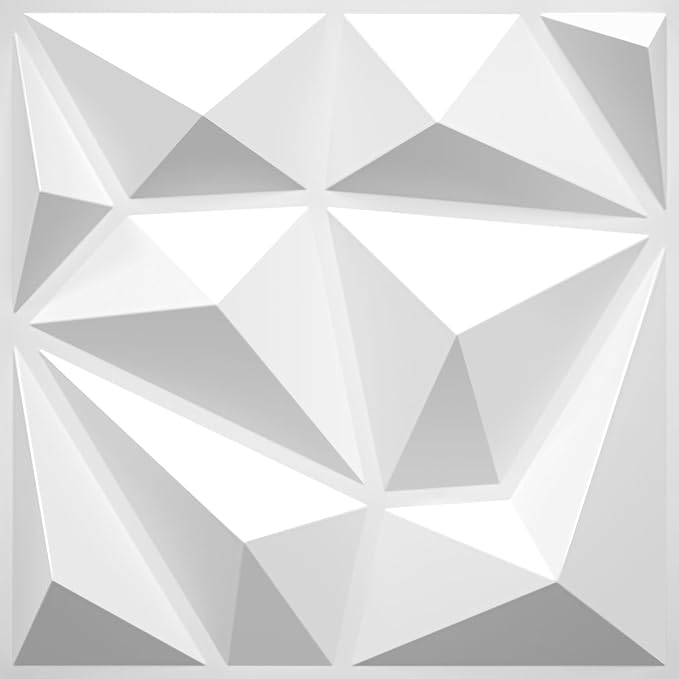 LEVOWAY 33 Pack Decorative 3D Wall Panels for Interior Wall Decor | 12''x12'' White Diamond Design Accent Wall Panles for Living Room,TV Wall Background,Bedroom - Image 7