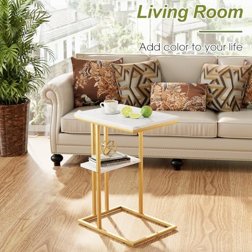 C Shaped End Table, Couch Side Table that Slide Under - Image 6