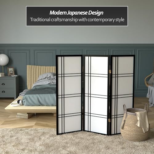 4 ft. Short Double Cross Shoji Screen - Black - 3 Panels - Image 2