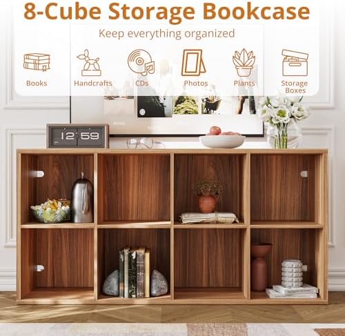 IRONCK 8-Cube Storage Organizer, Reversible Cube Bookshelf, Oak Brown - Image 4